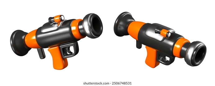 Bazuca 3D en estilo de dibujos animados. Lanzagranadas antitanque de mano reactivo Dynamo
