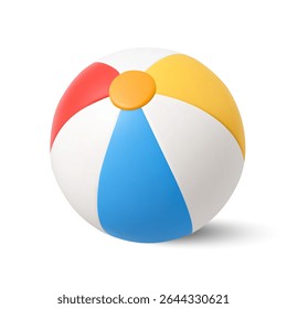 3d beach ball, isolated on white background. Striped pool ball icon in 3d vector.