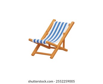 3d beach chair icon concept of Holiday or vacation relaxing on beach