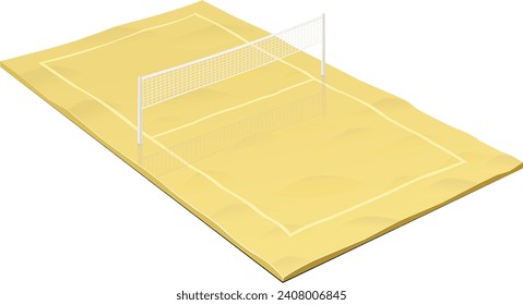 3D beach volleyball court with its markings on the sand (cut out)