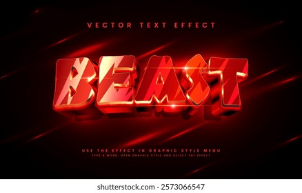 3d beast flaming editable vector text effect, with red hot concept