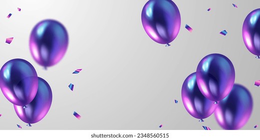 3d beautiful purple balloon design background illustration banner template