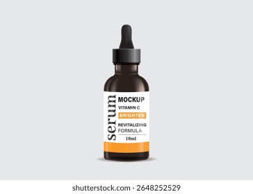3d beauty products container, serum dropper bottle mockup on grey background