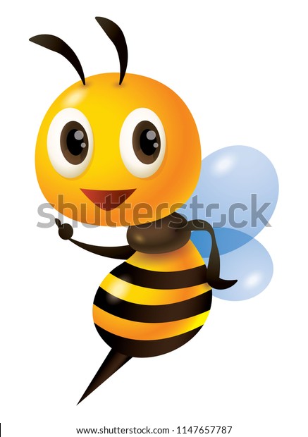 漫画のかわいい蜂のキャラクター指さし指 ベクターイラスト のベクター画像素材 ロイヤリティフリー