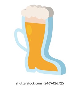 3D Beer glass icon Flat design Vector illustration