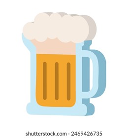 3D Beer glass icon Flat design Vector illustration