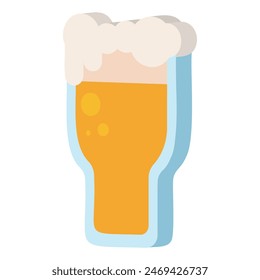 3D Beer glass icon Flat design Vector illustration