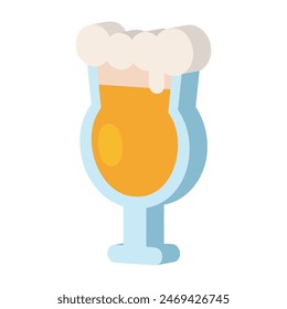 Icono de vidrio de cerveza 3D Ilustración vectorial de diseño plano