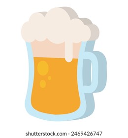 3D Beer glass icon Flat design Vector illustration