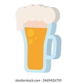 3D Beer glass icon Flat design Vector illustration