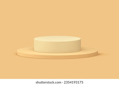 3d cilindro neutro beige escalón podio peatón mock para la presentación de productos cosméticos vector