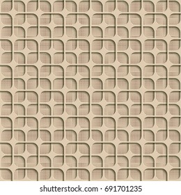 3d Beige Seamless Abstract Geometric Pattern. Beige Tile Surface Dark Red Dots Of Different Sizes On The Bottom Layer. Frame Border Wallpaper. Elegant Repeating Vector Ornament