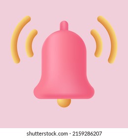3D bell icon. Alarm icon. 3d vector illustration.