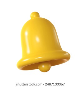 3d bell icon isolated on white background. Realistic render yellow ringing bell. Vector illustration