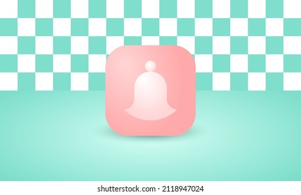 3D-Bell-Symbol-Benachrichtigung mit rosafarbener glatter Farbe