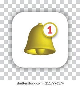 3D-Glocke-Benachrichtigungssymbol: goldene Farbvektorgrafik