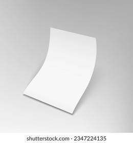 3D Bent Clear Paper Sheet A4 Format. EPS10 Vector