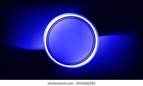 3D bevel button glowing silver orb with diffused blue light copy space abstract presentation background