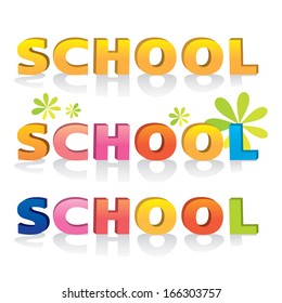 3d bevel cartoon text school typographic elements vintage isolated on white background