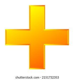 3d bevel cross as healthcare, first-aid, emergency response and as aid as a general symbol. Ambulance, paramedic, hospital and clinic symbol, icon