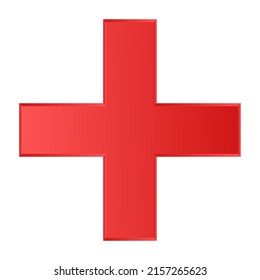 3d bevel cross as healthcare, first-aid, emergency response and as aid as a general symbol. Ambulance, paramedic, hospital and clinic symbol, icon