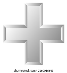 3d bevel cross as healthcare, first-aid, emergency response and as aid as a general symbol. Ambulance, paramedic, hospital and clinic symbol, icon