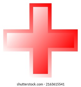 3d bevel cross as healthcare, first-aid, emergency response and as aid as a general symbol. Ambulance, paramedic, hospital and clinic symbol, icon