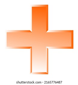 3d bevel cross as healthcare, first-aid, emergency response and as aid as a general symbol. Ambulance, paramedic, hospital and clinic symbol, icon
