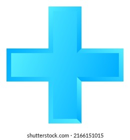 3d bevel cross as healthcare, first-aid, emergency response and as aid as a general symbol. Ambulance, paramedic, hospital and clinic symbol, icon