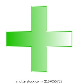 3d bevel cross as healthcare, first-aid, emergency response and as aid as a general symbol. Ambulance, paramedic, hospital and clinic symbol, icon