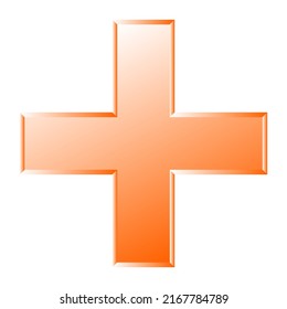 3d bevel cross as healthcare, first-aid, emergency response and as aid as a general symbol. Ambulance, paramedic, hospital and clinic symbol, icon