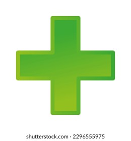 3d bevel cross as healthcare, first-aid, emergency response and as aid as a general symbol. Ambulance, paramedic, hospital and clinic symbol, icon. Vector illustration.