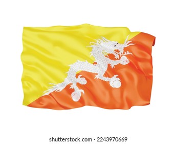 3d Bhutan flag national sign symbol