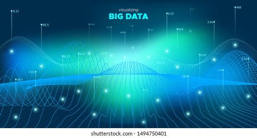 3d Big Data. Glow Statistic Illustration. Matrix Design. Analysis Big Data. Blue Virtual System. Futuristic Illustration. Glow Industry Banner. System Big Data. Virtual Effect.