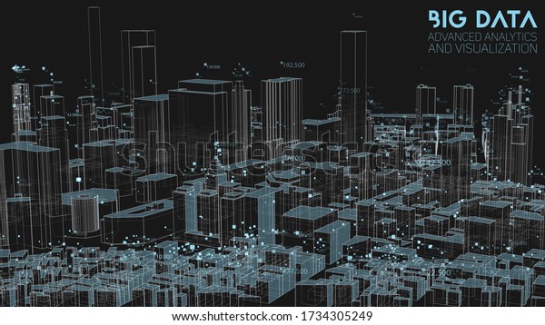 現代都市の3dビッグデータ 抽象的なソーシャル情報の並べ替えの視覚化 人間のつながりや都市の金融構造の分析 複雑な空間データ 視覚情報の複雑さ のベクター画像素材 ロイヤリティフリー 1734305249