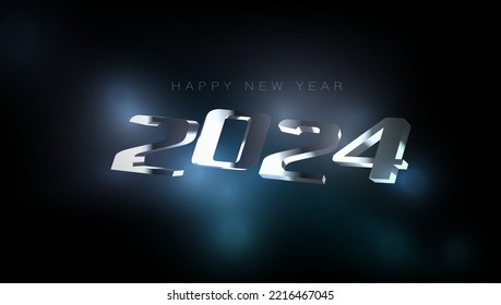 3D Big Number 2024 Happy New Year Background. EPS10 Vector
