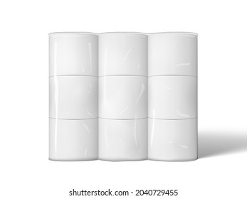 3D Big Package Of Toilet Paper Rolls Mockup. EPS10 Vector