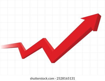 Gráfico de seta vermelha grande 3D indo para a frente rápido aumentando fazer progresso lucro financeiro crescer mais rápido
