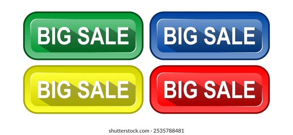 3D Big Sale Text Effect with yellow, blue, green, and red color theme isolated vector editable and scalable EPS file. Banner Template Design