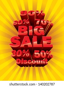 3d big sale text and percent tags