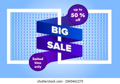 3d big sale vector template, modern luxury style with percentage, doted background, gradient, advertising, holiday, season, weekend