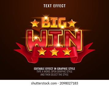 3d big win winner awards with star and ribbon text effect