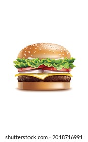 3d Big Yummy Burger Illustration for Designing Food Menu