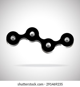 3d bike chain rendered isolated on white background. Vector illustration. Eps 10