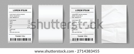 3D bill realistic icon. Payment check set crumpled, blank and printed payment transaction .Buying financial invoice paper bill. Business invoice concept. 3d receipt list icon vector illustration
