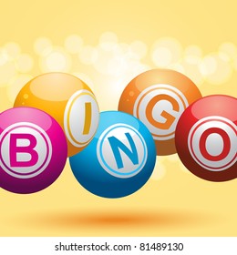 3d Bingo Balls On An Orange Background