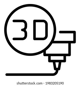 3d bioprinting icon. Outline 3d bioprinting vector icon for web design isolated on white background