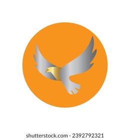 3d bird logo with gold color