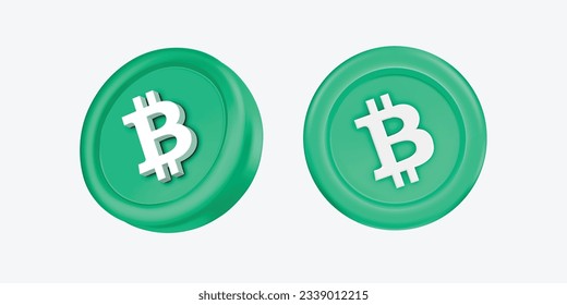 3d Bitcoin Cash Cryptocurrency Coin (BCH) on white background . Vector illustration . svg