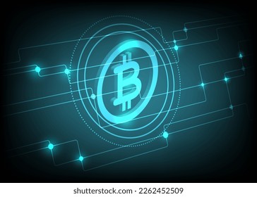 3D bitcoin crypto technology abstract background. vector illustration. 